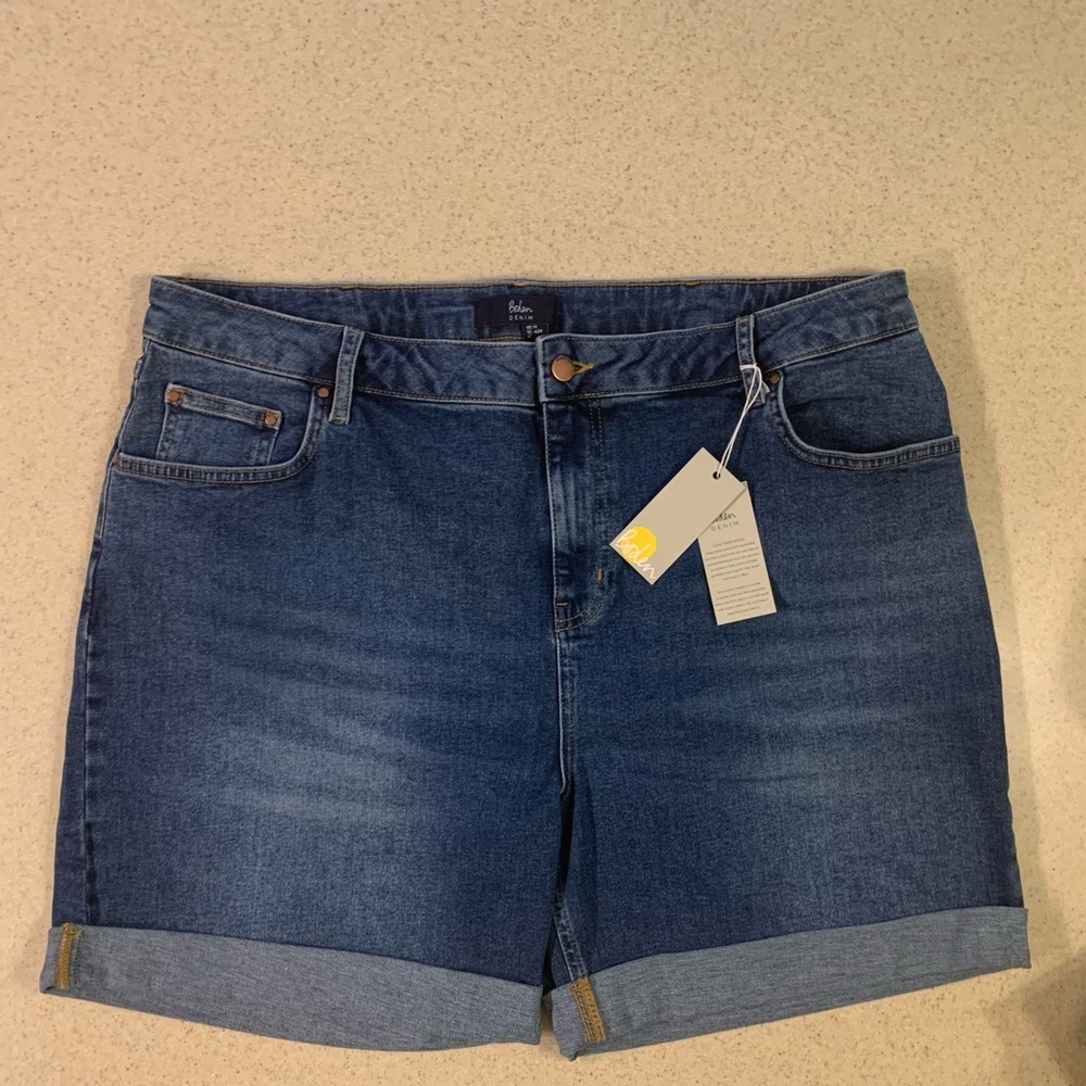 Boden Devon Cuffed Shorts Mid Vintage Denim 6” 16-18 NWT